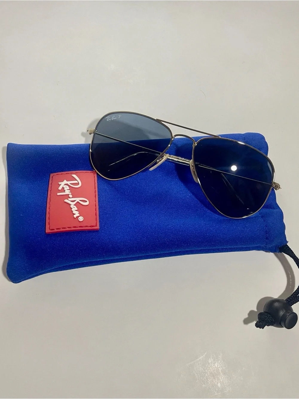 Ray-Ban Kids Gold Aviator Sunglasses with Blue Lenses